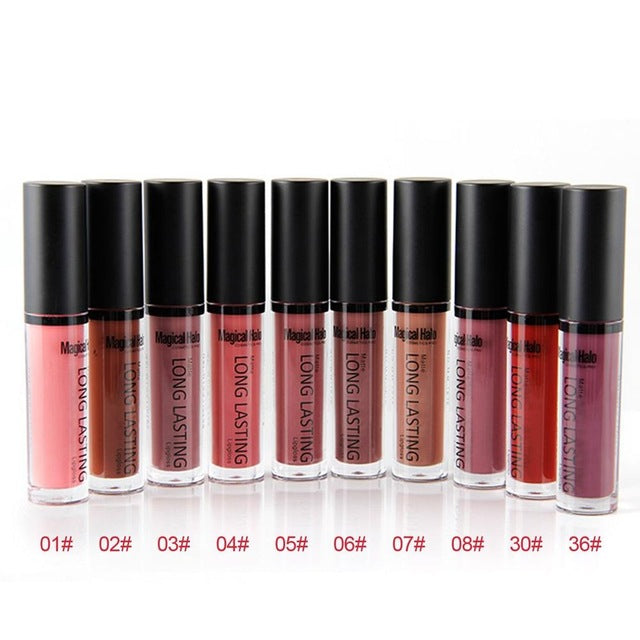 Magical Halo 10pcs/set Long Lasting Velvet Lip Gloss Pigment Waterproof Soft Texture Luster Matte Liquid Lipstick Makeup Tool - YuppyCollections