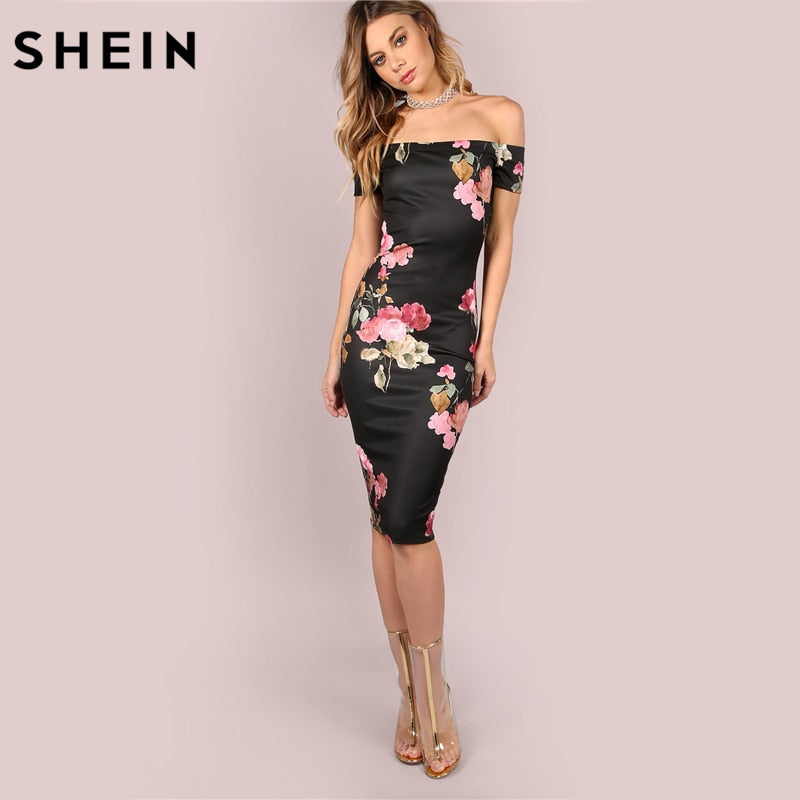 SHEIN Sexy Party Bodycon Off Shoulder Dress - YuppyCollections