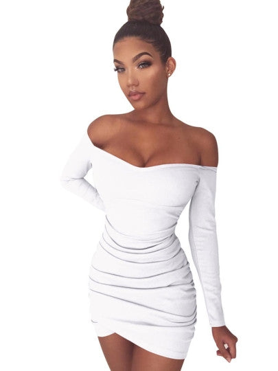 Plain off-Shoulder Women's Bodycon Dress - YuppyCollections