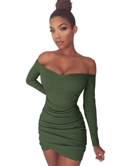 Plain off-Shoulder Women's Bodycon Dress - YuppyCollections