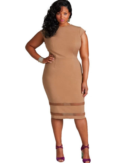 Plus Size Patchwork Women's Bodycon Dress - YuppyCollections