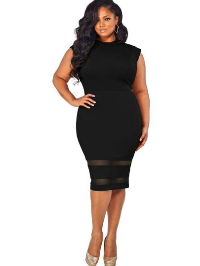 Plus Size Patchwork Women's Bodycon Dress - YuppyCollections