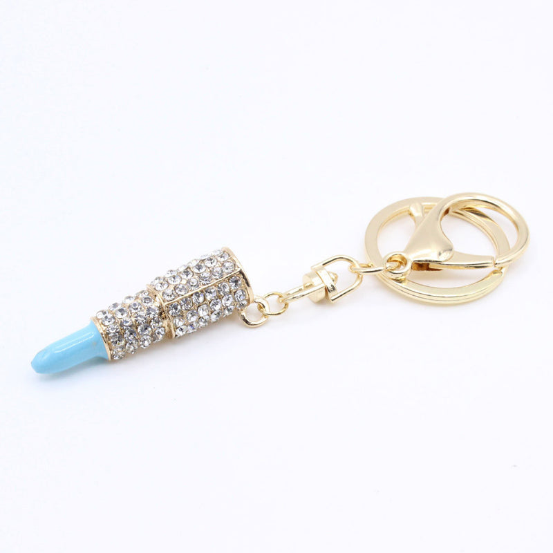 Crystal Rhinestone Lipstick Makeup Keyring Purse Bag Car Pendant Keychain - YuppyCollections