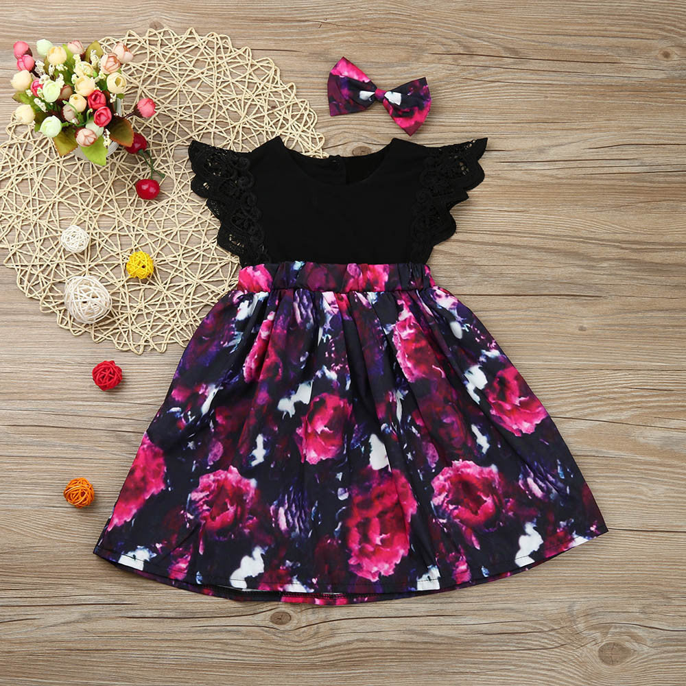 Summer dresses Kids Girl Floral Princess Dress+Headband Outfit Sister Clothes girls dresses children clothes Drop ship - YuppyCollections