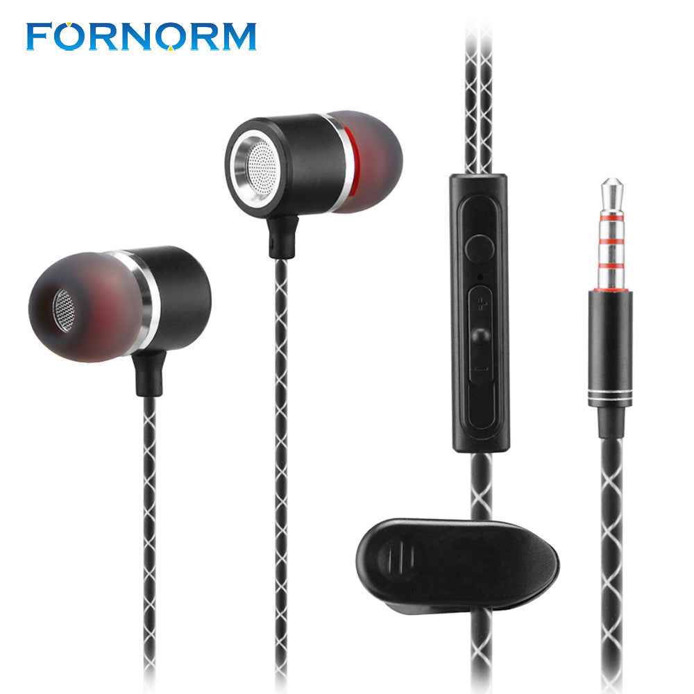 FORNORM S1 Metal Earphones with Microphone Super Bass Headset Earbuds In-ear Earphone Noise Cancelling for Xiaomi iphone MP3 - YuppyCollections