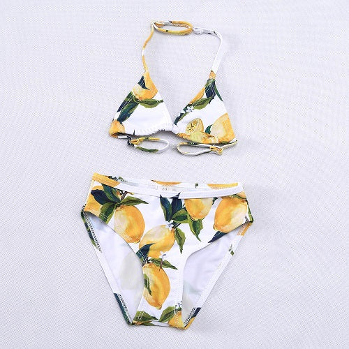 W.L.MONSOON Girls Summer Swimwear Kids Bikini Sicilian Lemon Toddler Swim Wear for Girls Two Piece Children Beach Swimsuit - YuppyCollections