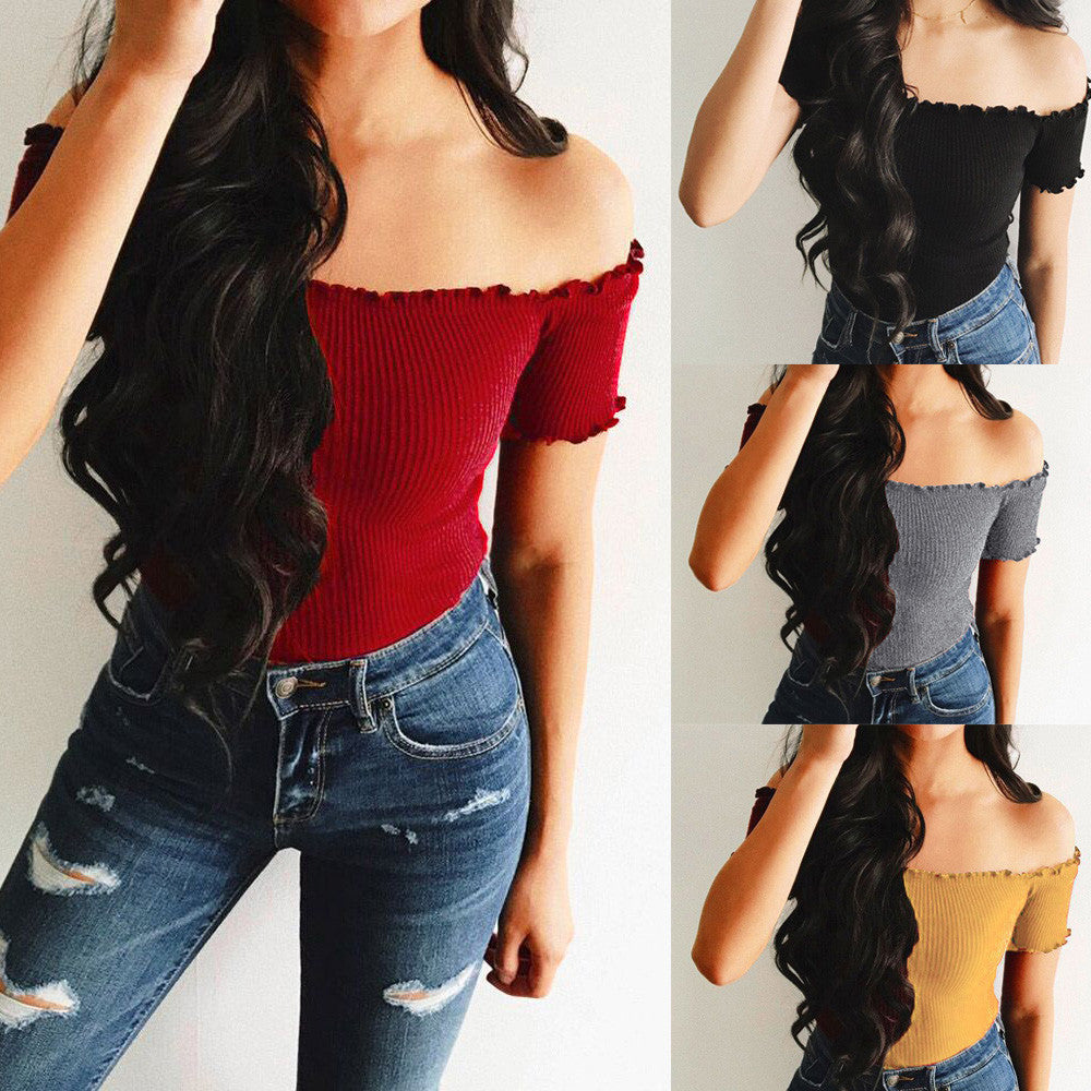 Womens Sexy Solid Strapless Off Shoulder Short Tops Blouse - YuppyCollections