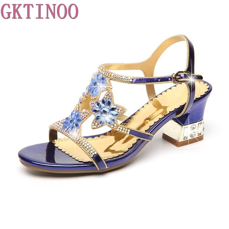 GKTINOO Summer Rhinestone Thick Heels Women Sandals Shoes Sexy Open Toe Shoes Woman High Heels Sandals Platform Big Size - YuppyCollections