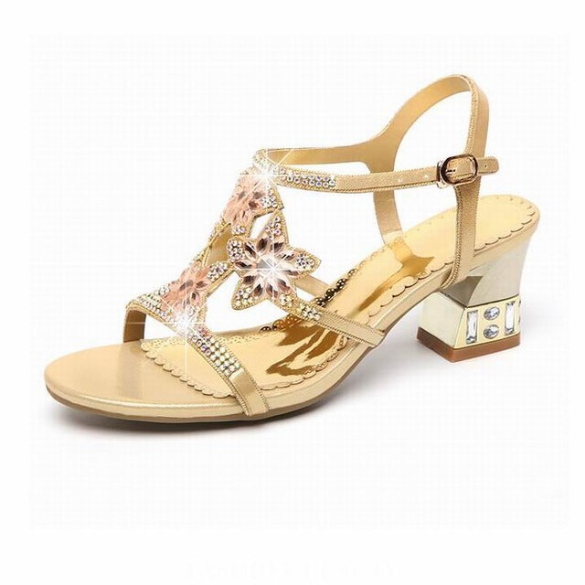 GKTINOO Summer Rhinestone Thick Heels Women Sandals Shoes Sexy Open Toe Shoes Woman High Heels Sandals Platform Big Size - YuppyCollections