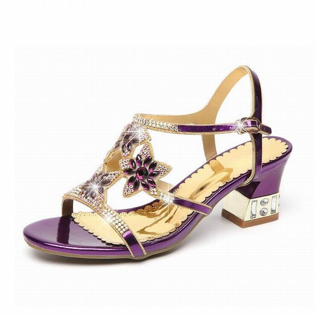 GKTINOO Summer Rhinestone Thick Heels Women Sandals Shoes Sexy Open Toe Shoes Woman High Heels Sandals Platform Big Size - YuppyCollections