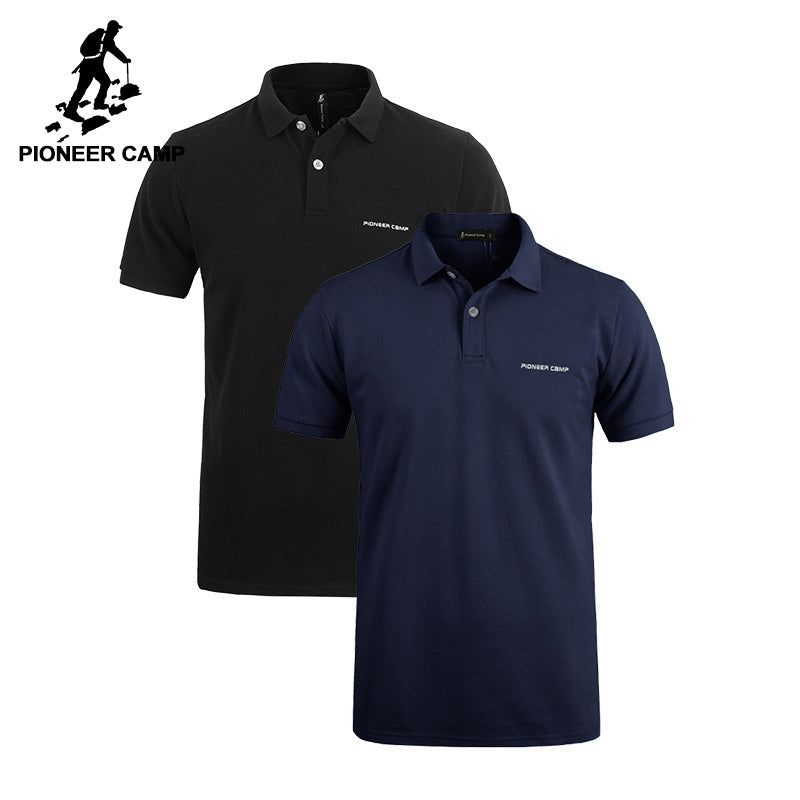 Pionner Camp 2-pack  Men Polo Shirt  Business & Casual solid male polo shirt Short Sleeve soft dark blue black pack of 2 - YuppyCollections