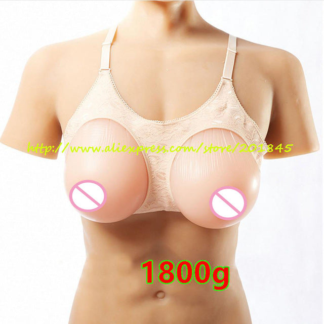 1800g/Pair False Breast Artificial Silicone Breasts Prothesis Strap Fake Boobs Chest Enhancer Water-drop For Crossdresser - YuppyCollections