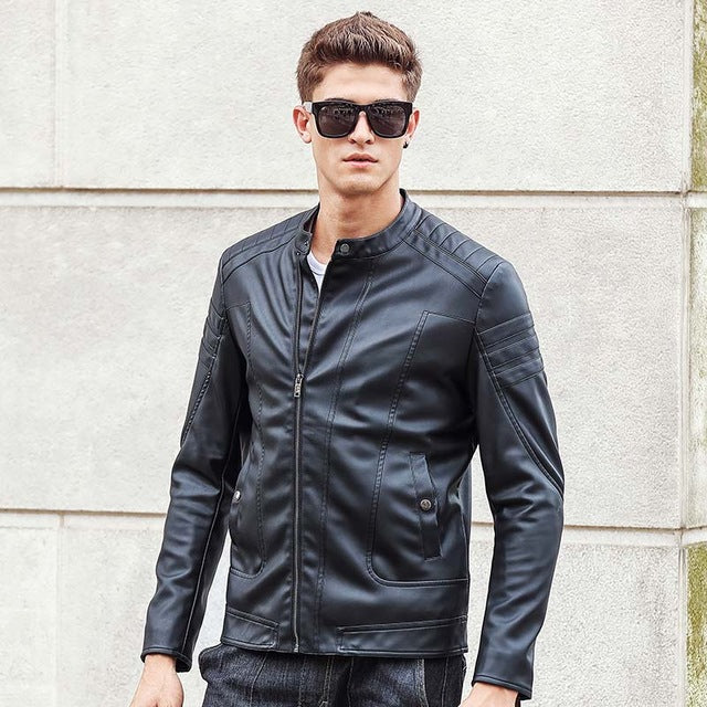 Pioneer Camp 2018 new fashion autumn winter men leather jacket brand clothing motorcycle jacket quality male leather coat men - YuppyCollections