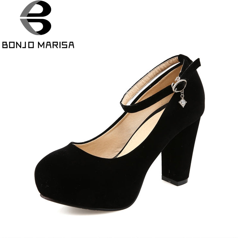 BONJOMARISA 2018 Large Sizes 34-43 High Heels Black Red Pumps Women Shoes Platform Wedding Pumps Woman Shoes - YuppyCollections