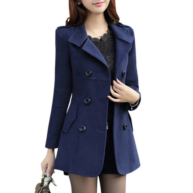 HEE GRAND Women Spring OL Trench 2018 Plus Size M-3XL Women Jacket Ladies Pea Coat Slim Double Breasted Blended Coats WWN717 - YuppyCollections