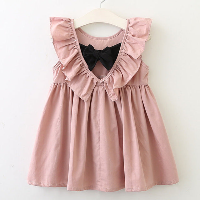 Bear Leader Girls Dresses 2018 New Brand Princess Clothing Falbala Collar Back Bowknot Solid Color Cute Dresses For 2-6 Year - YuppyCollections