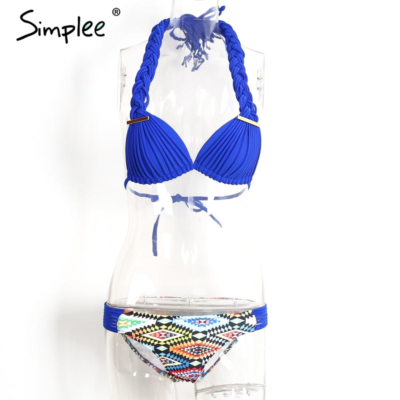 Simplee Sexy weave bra set underwear women intimates Unpadded hollow out two piece Summer beach lingerie set - YuppyCollections