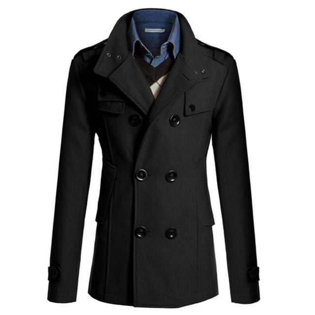 Men's Trench Jacket Business Formal Smart Woolen Jackets Casual Office Slim Male Overcoat 2018 Winter Men Windbreaker Suits Coat - YuppyCollections