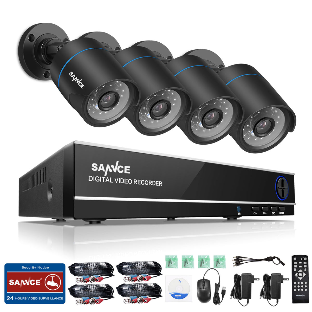 720P 4ch Home Video Security Cameras System with 1080N DVR - YuppyCollections