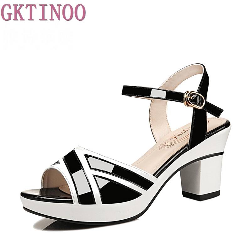 GKTINOO Women sandals Peep Toe buckle strap summer shoes woman fashion Thick high heels Gladiator sandals women Sandalias - YuppyCollections