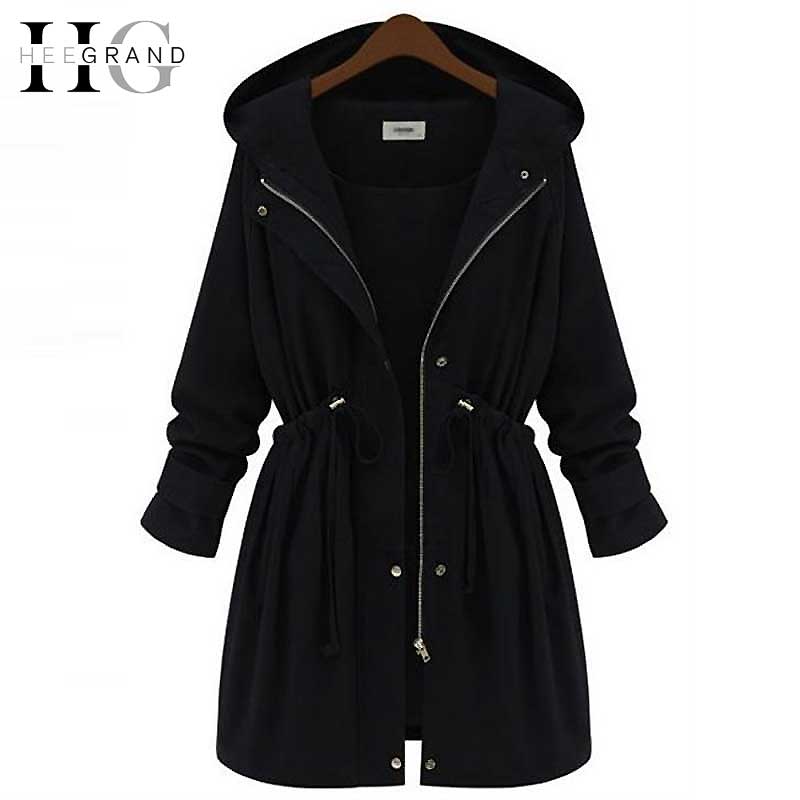HEE GRAND 2018 Women Outwear Hooded Trench Coat Manteaux Femme Adjustable Waist Autumn Coats  Abrigos Mujer Plus Size 4XL WWD289 - YuppyCollections
