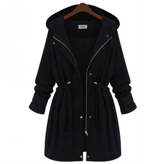 HEE GRAND 2018 Women Outwear Hooded Trench Coat Manteaux Femme Adjustable Waist Autumn Coats  Abrigos Mujer Plus Size 4XL WWD289 - YuppyCollections