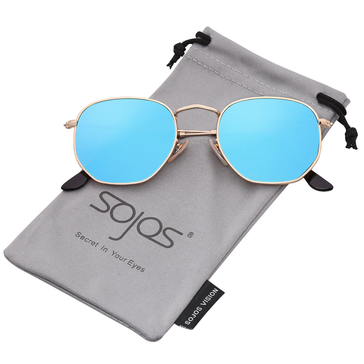 Small Classic Square Polygon Sunglasses for Men and Women Mirrored Lens Glasses SJ1072 - YuppyCollections