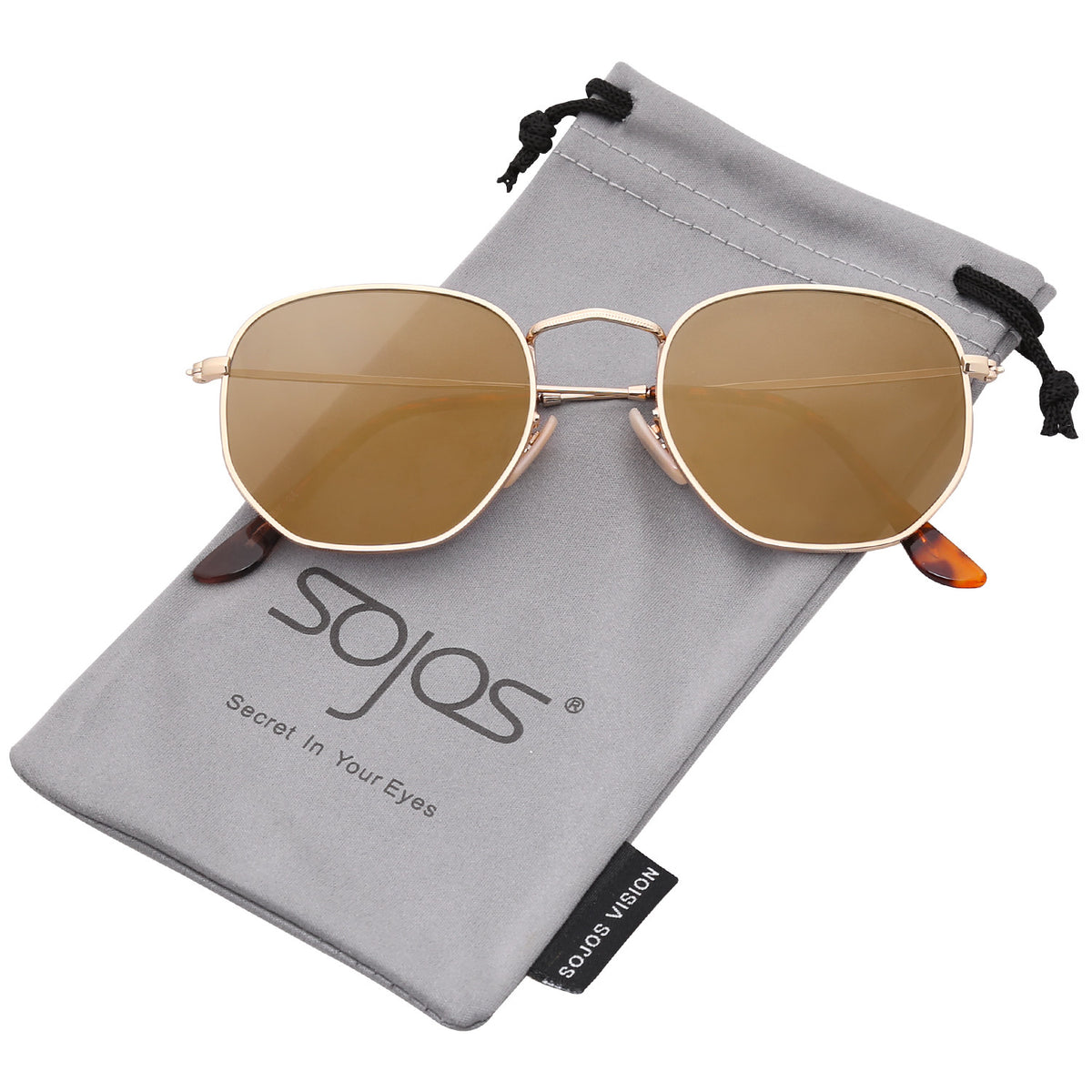 Small Classic Square Polygon Sunglasses for Men and Women Mirrored Lens Glasses SJ1072 - YuppyCollections