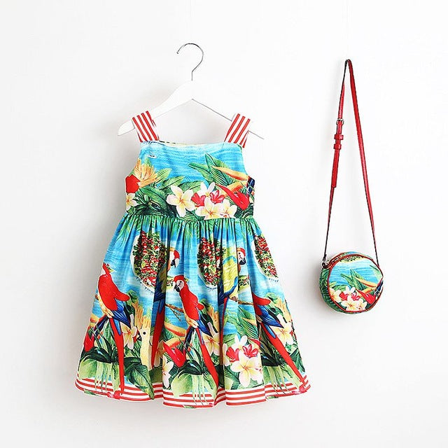 Girls Summer Dress with Bag 2018 Brand Toddler Girls Clothing Children Dresses Flower Princess Dress Costumes for Kids Clothes - YuppyCollections