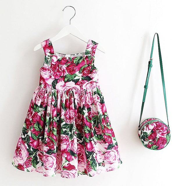 Girls Summer Dress with Bag 2018 Brand Toddler Girls Clothing Children Dresses Flower Princess Dress Costumes for Kids Clothes - YuppyCollections