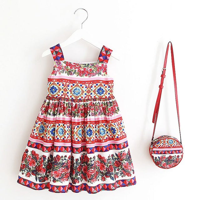 Girls Summer Dress with Bag 2018 Brand Toddler Girls Clothing Children Dresses Flower Princess Dress Costumes for Kids Clothes - YuppyCollections