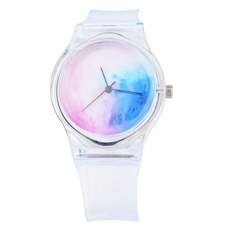 Doreen Box Transparent Starry Sky Quartz Wrist Watches Fashion Trendy Simple Dial Plate Battery Included 23cm long, 1 Piec - YuppyCollections