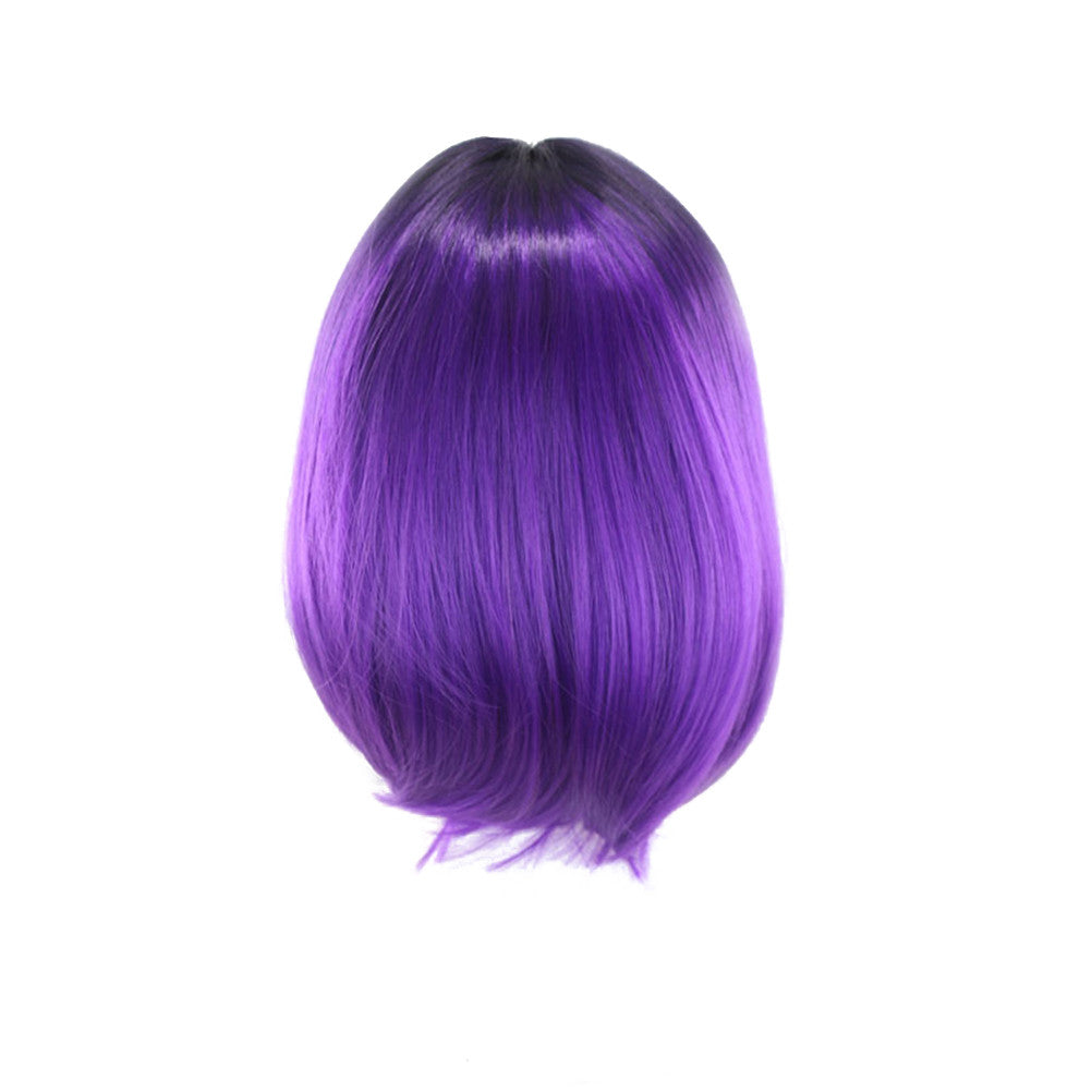 Womens Bob Wig Gradient Color Cosplay Synthetic Hair Wig Short Straight Wigs Lace High Temperature Bob Wig - YuppyCollections