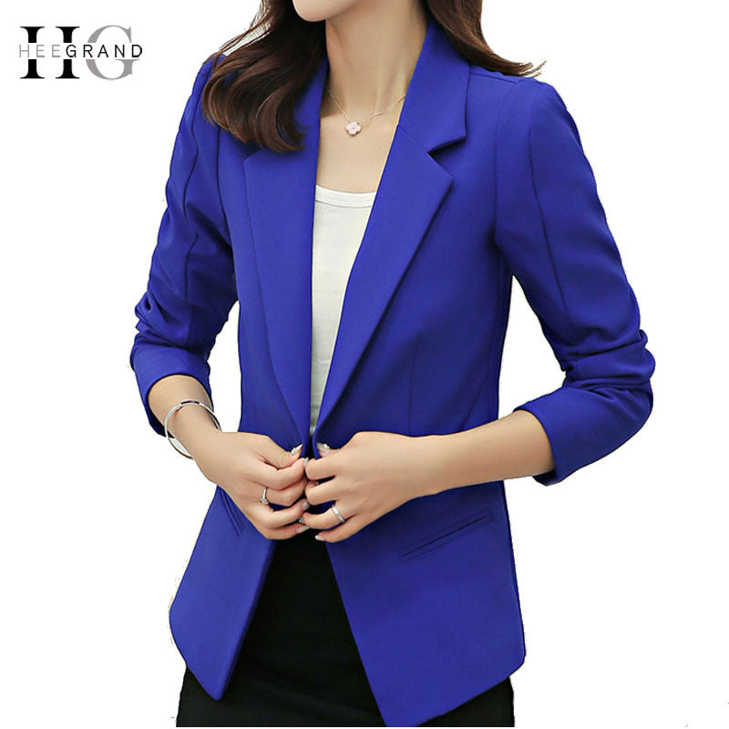 HEE GRAND Spring Casual Women 6 Colors Slim Fit Blazer Jackets Notched Long Sleeve Blazer Women Coat Single Button Jacket WWX439 - YuppyCollections