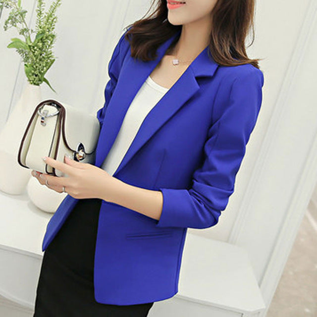 HEE GRAND Spring Casual Women 6 Colors Slim Fit Blazer Jackets Notched Long Sleeve Blazer Women Coat Single Button Jacket WWX439 - YuppyCollections