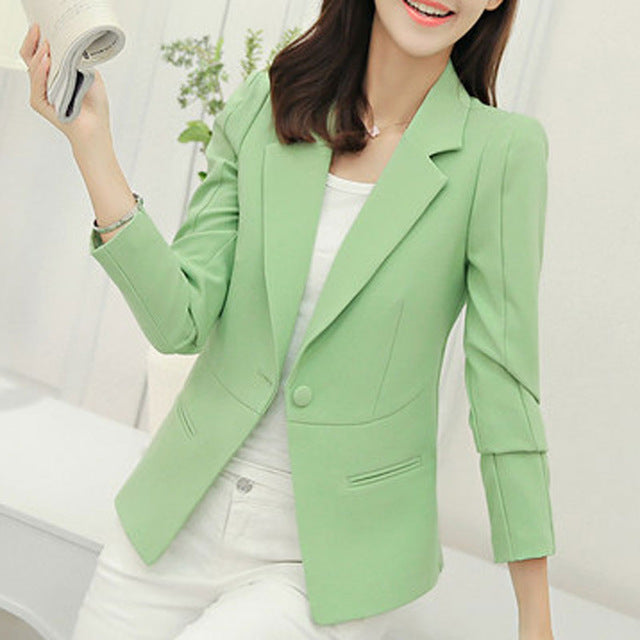 HEE GRAND Spring Casual Women 6 Colors Slim Fit Blazer Jackets Notched Long Sleeve Blazer Women Coat Single Button Jacket WWX439 - YuppyCollections