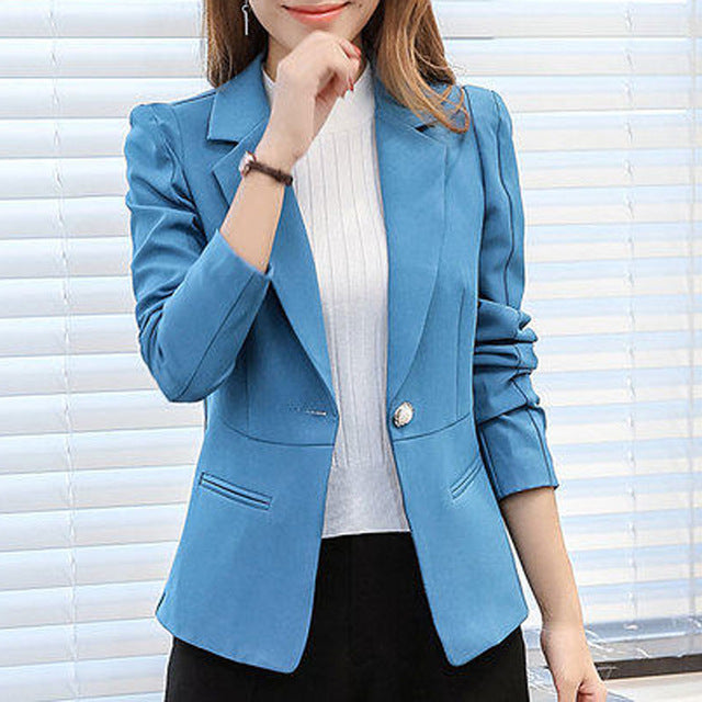 HEE GRAND Spring Casual Women 6 Colors Slim Fit Blazer Jackets Notched Long Sleeve Blazer Women Coat Single Button Jacket WWX439 - YuppyCollections