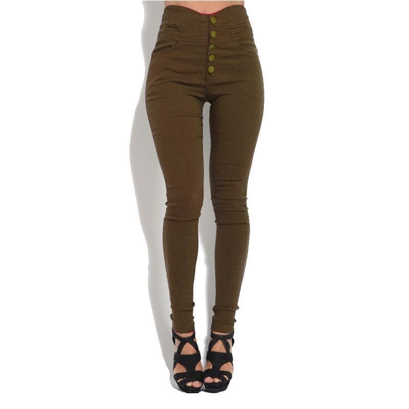 2018 Spring Women Buttons Down High Waist Solid Slim Fit Pencil Pants Casual Female OL Work Basic Pantalon Long Stretch Trousers - YuppyCollections