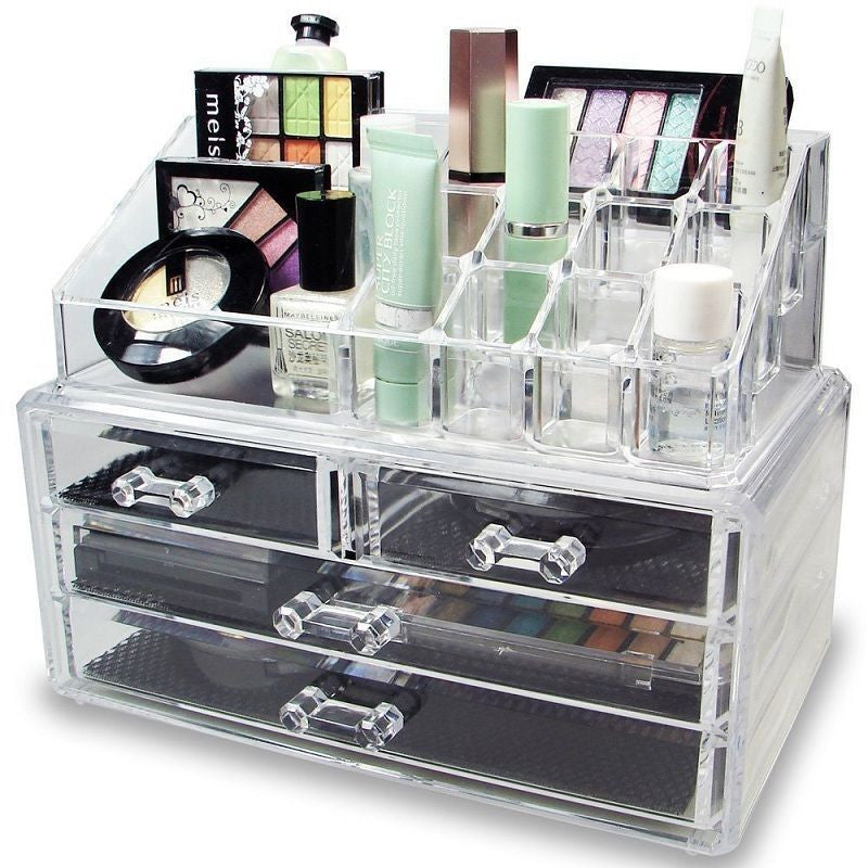 Acrylic Clear Cosmetic Organizer 4 Drawer Drawer Makeup Case Storage Holder Box - YuppyCollections