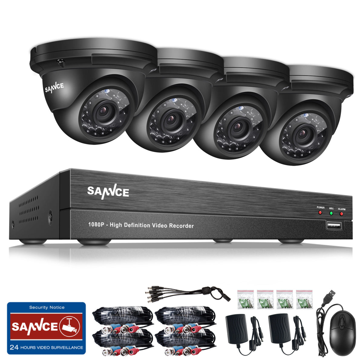 4CH 1080P HD CCTV Security Indoor Outdoor IR Night Vision Cameras System - YuppyCollections