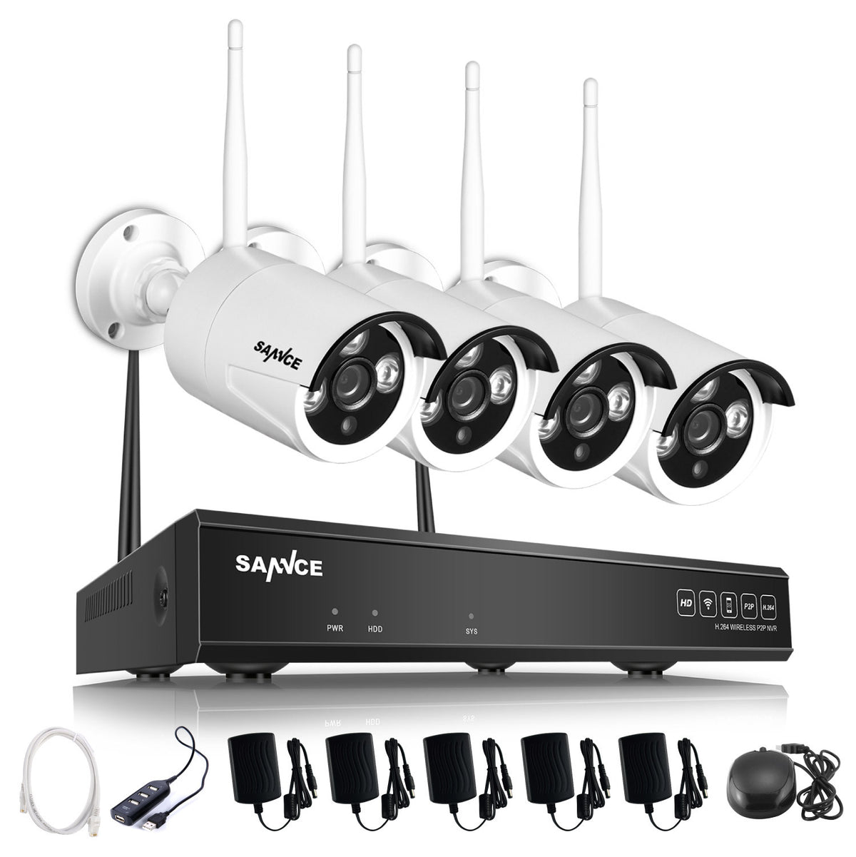 4CH 720P Wireless Surveillance Security Indoor Outdoor Cameras System - YuppyCollections