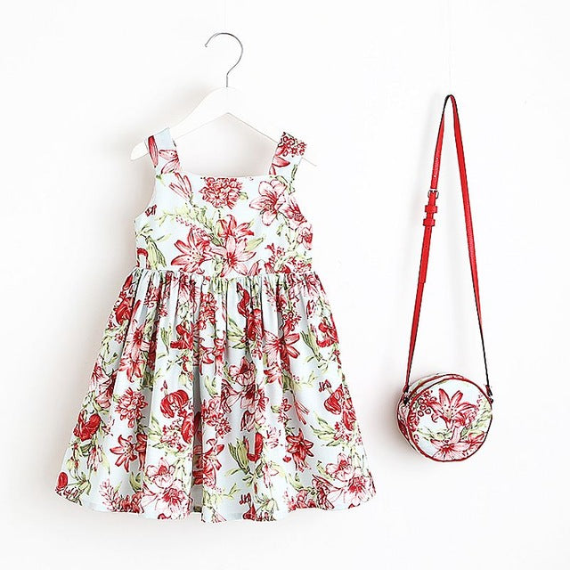 Girls Summer Dress with Bag 2018 Brand Toddler Girls Clothing Children Dresses Flower Princess Dress Costumes for Kids Clothes - YuppyCollections