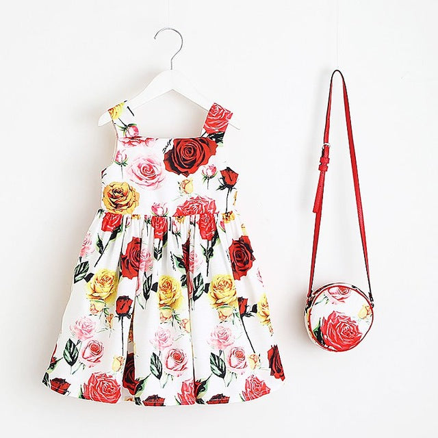 Girls Summer Dress with Bag 2018 Brand Toddler Girls Clothing Children Dresses Flower Princess Dress Costumes for Kids Clothes - YuppyCollections