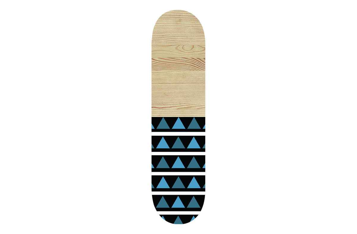 Wooden Blue Aztec Skateboard - YuppyCollections