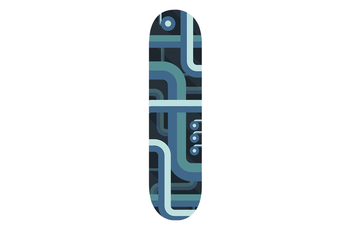 Blue Lined Patterned Skateboard - YuppyCollections