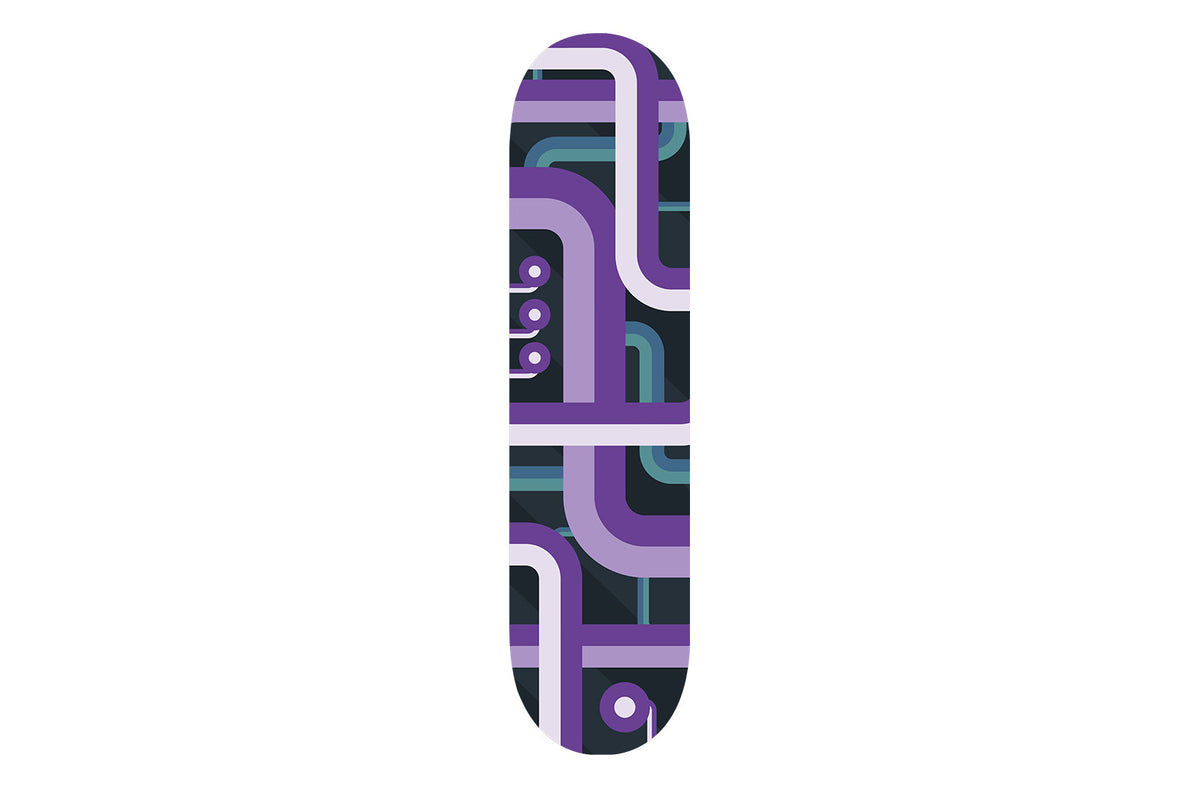 Purple Lined Patterned Skateboard - YuppyCollections