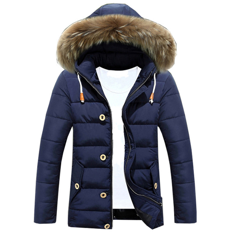 Plus Size M-3XL Mens Thicken Winter Down Coat Fur Collar Fleece Cotton Padded Jackets Men Hooded Parka Comfortable Outwear - YuppyCollections