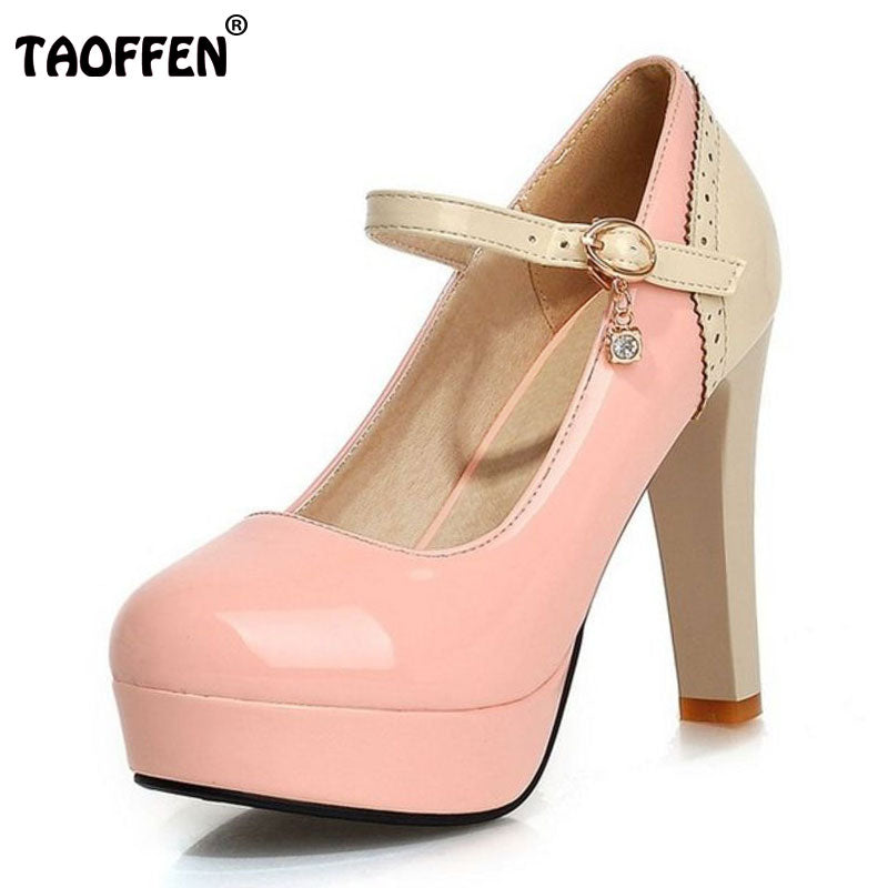 TAOFFEN 5 Colors Size 32-43 Office Lady High Heel Shoes Women Ankle Strap Platform Thin Heels Pumps Party Wedding Women Footwear - YuppyCollections