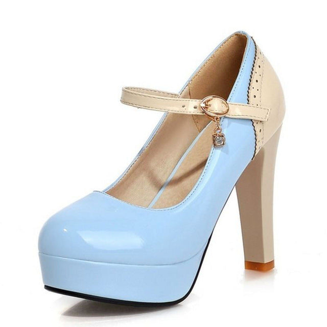 TAOFFEN 5 Colors Size 32-43 Office Lady High Heel Shoes Women Ankle Strap Platform Thin Heels Pumps Party Wedding Women Footwear - YuppyCollections