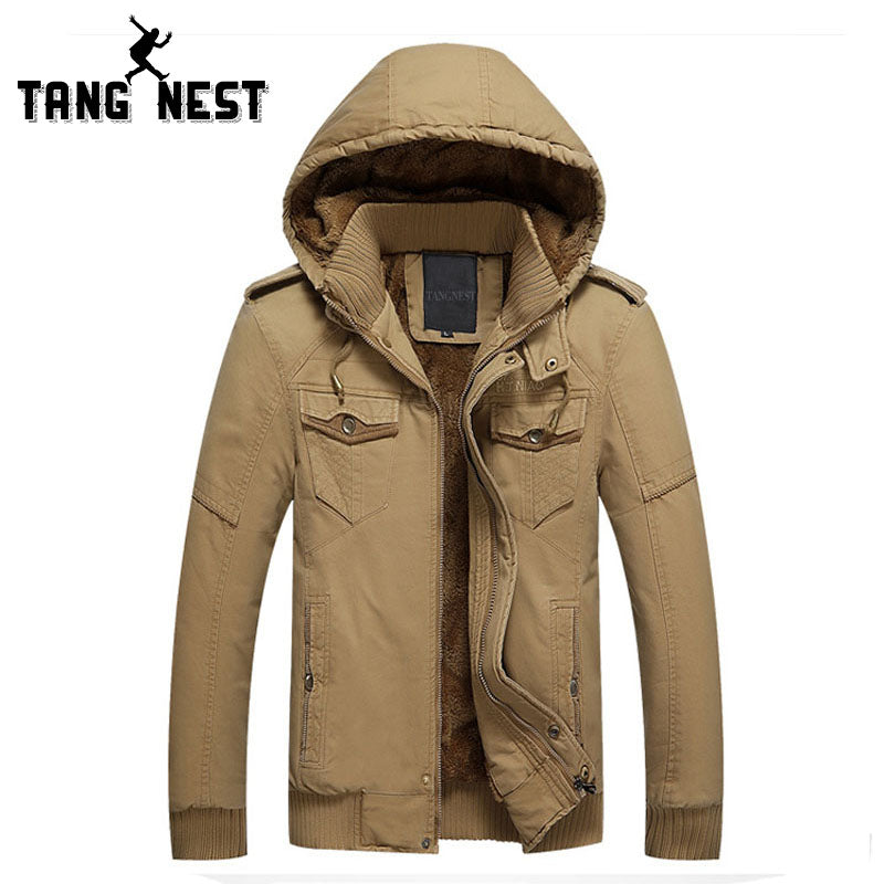 TANGNEST Fashion Design Winter New Jacket Men Hot Sale Casual Slim Men Jacket Hooded 3 Solid Colors Loose Size 4XL MWJ2201 - YuppyCollections